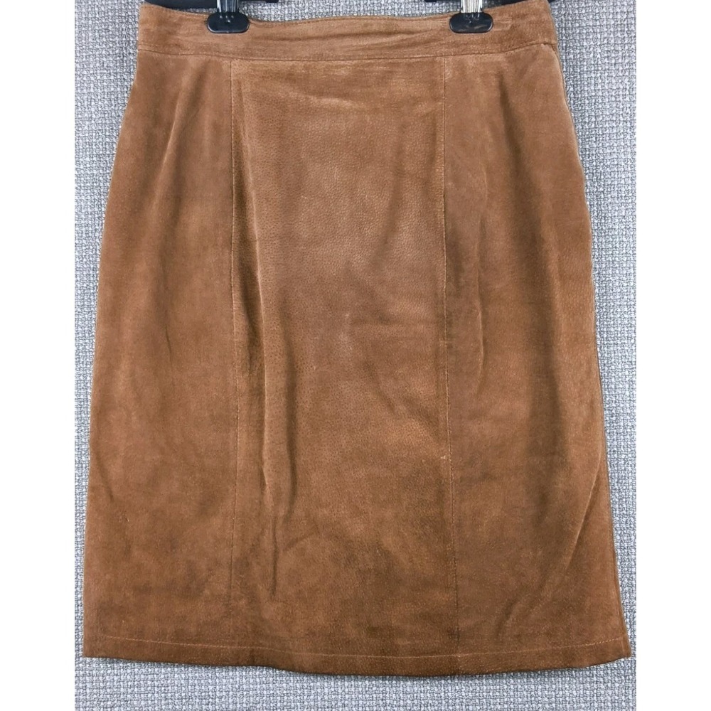 Vtg Country Clothing Company Melbourne Brown Suede Leather Skirt Size 12 Western
